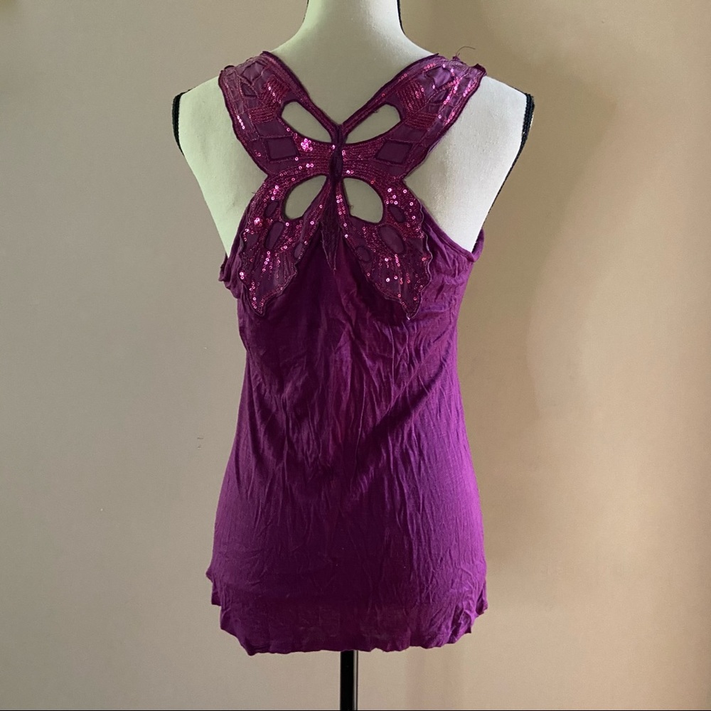 Kirra butterfly sequin back tank top